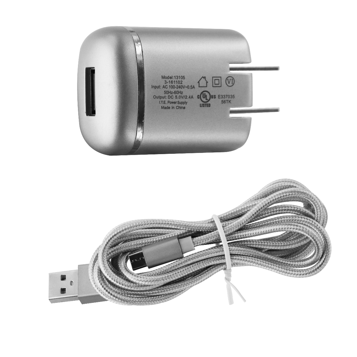 Just Wireless Dual Wall Home Charger and 5ft Micro USB Cable Universal Black