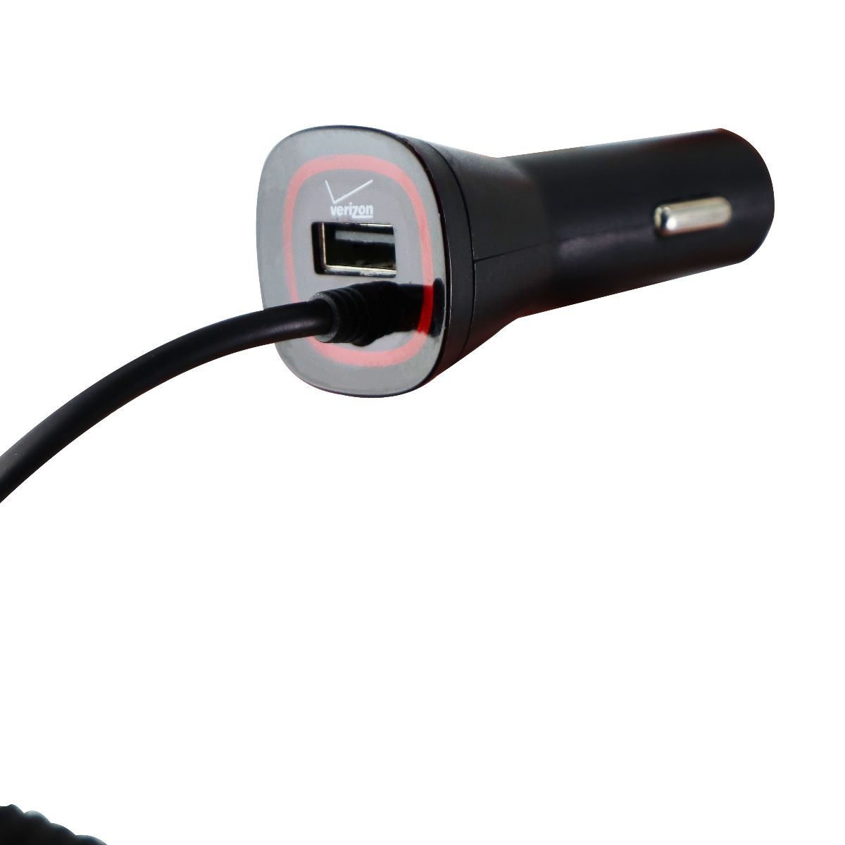Verizon MicroUSB Car Charger with Extra USB Port and LED Black